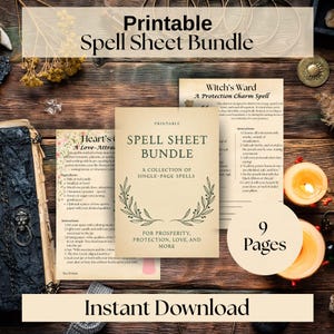 Printable Witchcraft Spell Sheets: Love, Protection, Prosperity (PDF Download)