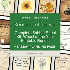 Temporadas del Velo: Kit de Rituales Sabbat – 8 Sabbats + Planificador / Páginas Imprimibles de Grimorio de Brujería / Rueda del Año en PDF
