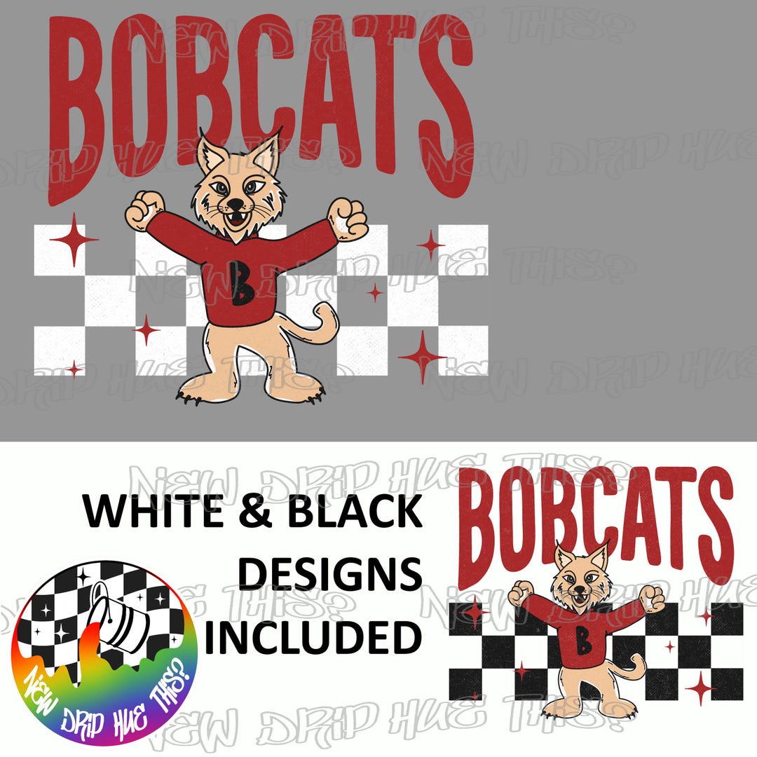 Vintage Bobcats Mascot PNG: Checkered School Logo, Bobcat Design ...