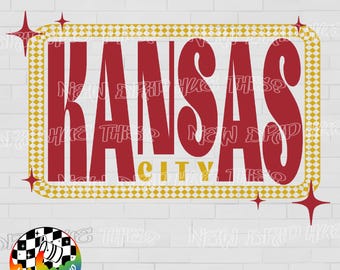 レトロなカンザスシティフットボールデザイン：ヴィンテージチームPNG、デジタルダウンロード