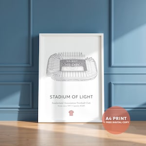 Stadium of Light Print: Sunderland AFC Football Wall Art (A4 Print + Digital Copy)