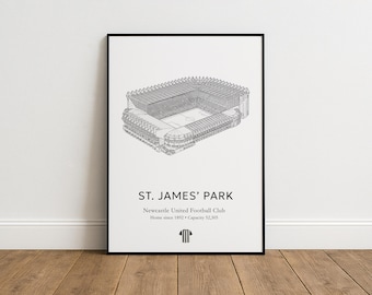 St James' Park Newcastle United Football Stadium Print – NUFC Wall Art, Geordie Gift, Football Poster, Newcastle Fan Decor