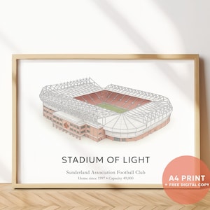 Stadium of Light Print: Sunderland AFC Gift, Football Stadium Wall Art (A4 + Digital Copy