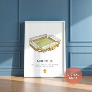 Molineux Digitaldruck – Wölfe Stadion Kunstwerk | Wolverhampton Football Poster, personalisierter Geschenk-Download