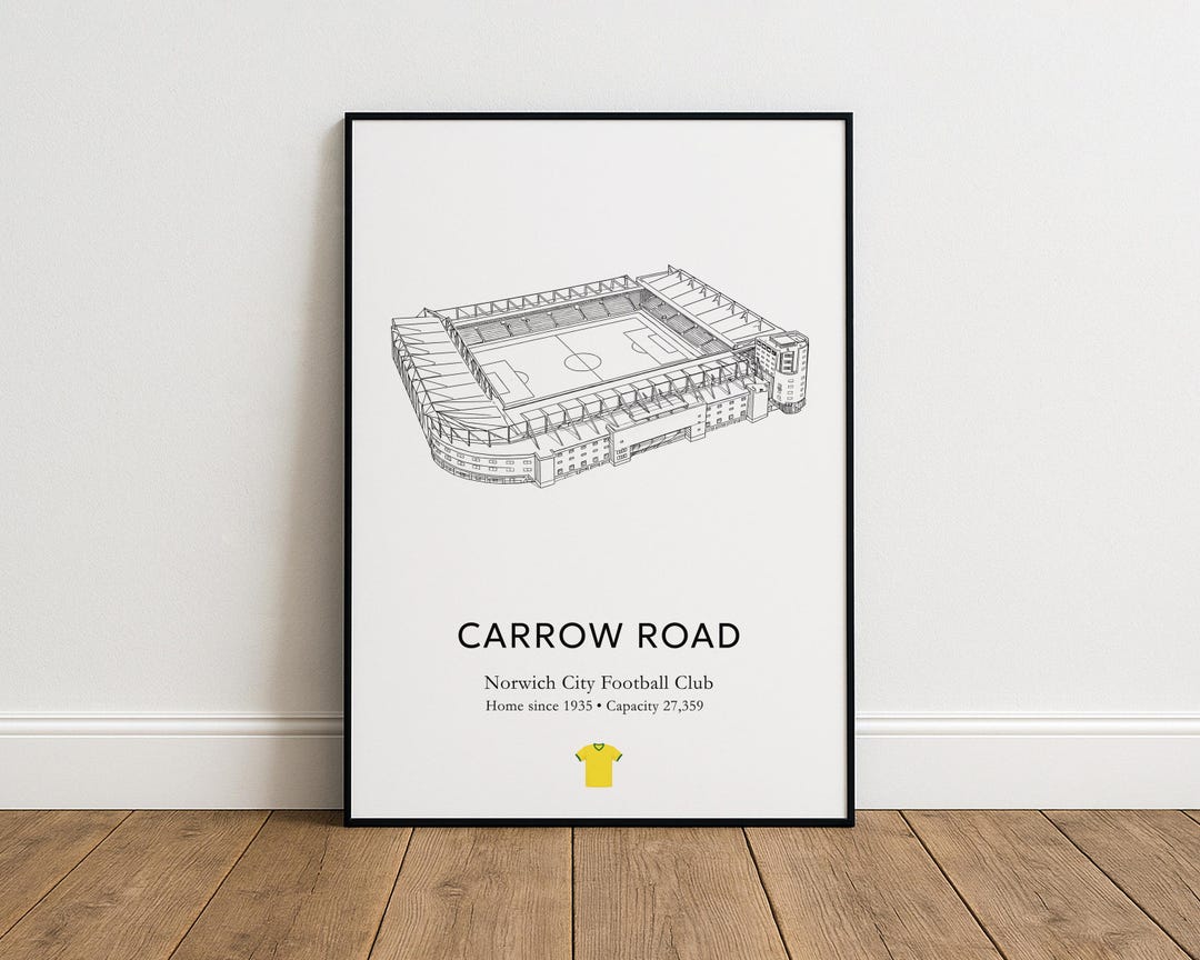 Carrow Road Print – Norwich City Stadium Wall Art, NCFC Football Poster ...