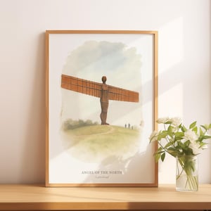 Angel of the North Print – Gateshead Landmark Watercolour Wall Art | A4 Print & Digital Download
