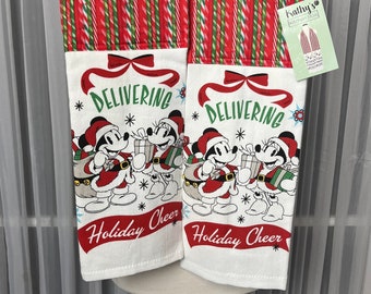 Minnie and Mickey Mouse/Minnie Mouse Latkes/Christmas Boa/Minnie Mouse/Kitchen Towel Scarf/Kitchen Boa///Xmas Gift/Peace Dove/Disney