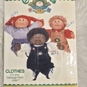 VTG BUTTERICK 6508 One Size Sewing Pattern For Cabbage Patch Kids Overalls Pants Shirt Unisex Wardrobe set w/Iron Transfer Cut Complete