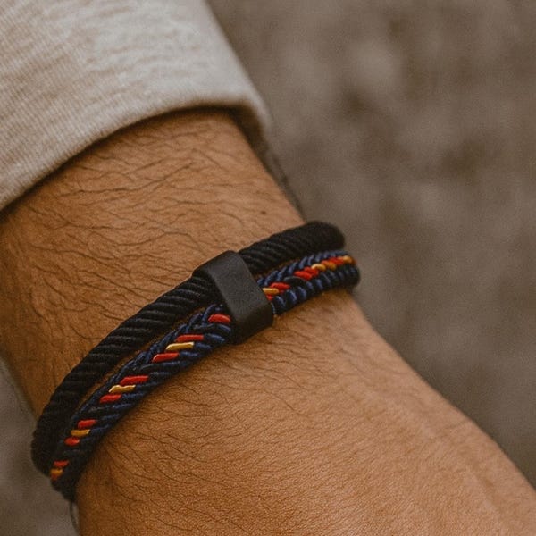 Braided Cord Bracelet: Rainbow Accent, Adjustable Unisex Jewelry