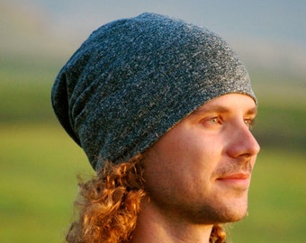 Slouchy Hat for Men -  Unisex - Heather Gray- Organic Cotton Hemp - Eco Friendly - Organic Clothing