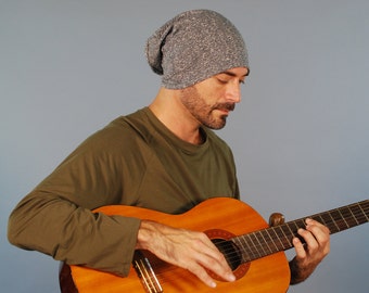 Slouchy Hat for Men - Unisex - Heather Gray- Organic Cotton Hemp - Eco Friendly - Organic Clothing