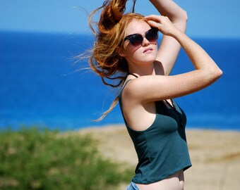 Eco Friendly Cropped Tank Top - Crop Top - Organic Cotton Soy Spandex Jersey - Organic Clothing -  Several Colors