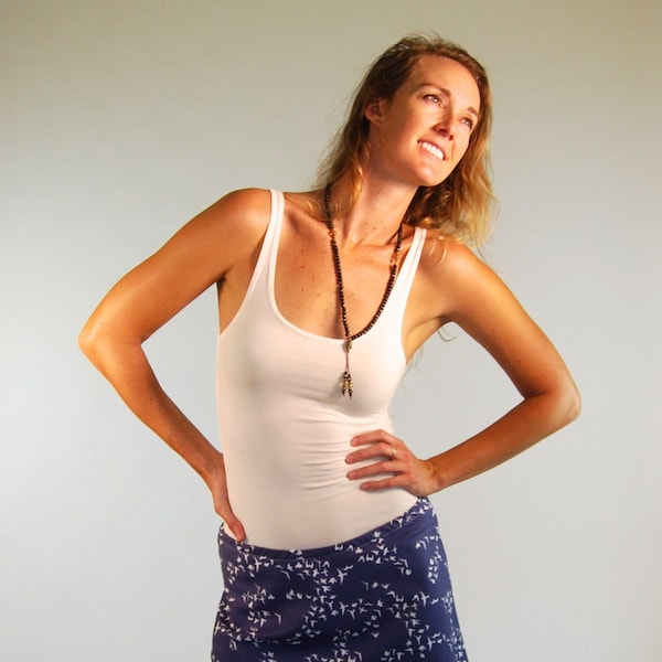Yoga Layering Tank Top for Women - Vanilla -Natural Creme Color- Eco Friendly - Fitted - Organic Clothing