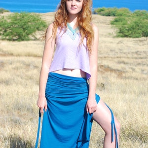 Eco Friendly Maxi Skirt with Side Slits Adjustable Ruched Side Ties Organic Clothing image 1