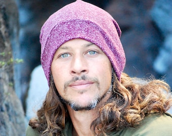 Men's Beanie Hat - Unisex - Wine - Organic Cotton Hemp French Terry - Eco Friendly