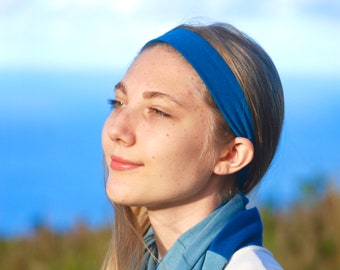 Narrow Headband - Eco Friendly Jersey - Blue - Unisex Headband - Several Colors Available