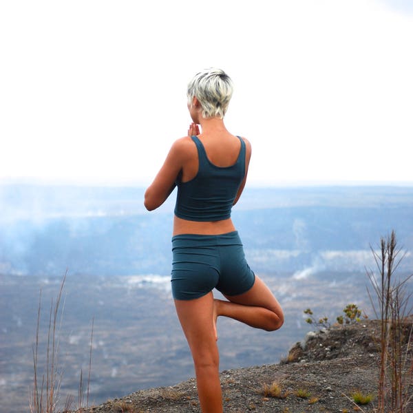 Women's Yoga Shorts - Spruce Green Jersey Eco Friendly - Organic Clothing - Several Colors Available