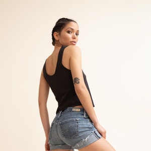 Eco Friendly Cropped Tank Top - Crop Top - Black Organic Cotton Hemp Jersey - Organic Clothing