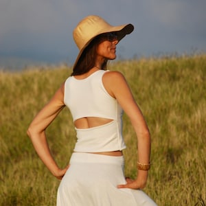 Peek a Boo Fitted Crop Top - Natural Color Hemp Organic Cotton - Organic Clothing - Yoga Top - Ecstatic Dance