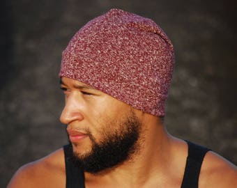 Men's Beanie Hat - Unisex - Red Wine - Organic Cotton Hemp - Eco Friendly