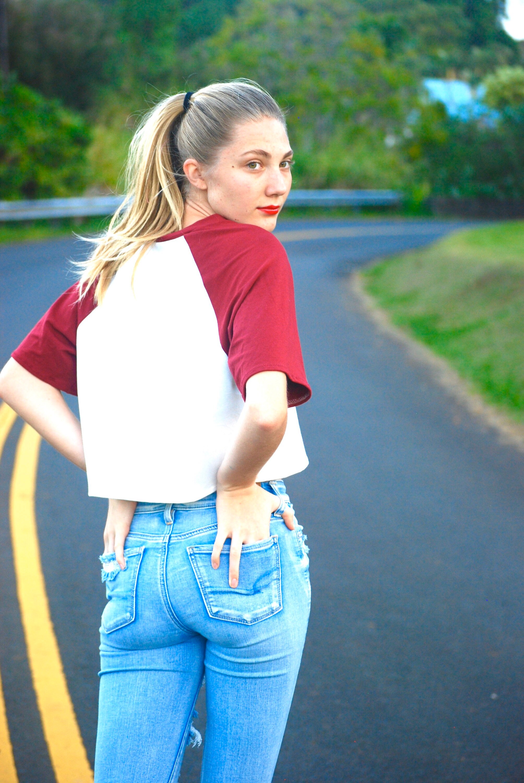 Raglan Sleeve Crop Top Short Sleeve Red White Organic Clothing Custom Made  15 Colors Available - Etsy