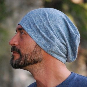 Men's Beanie Hat Unisex New Blue Organic Cotton Soy Spandex Jersey Eco Friendly Several Colors image 9