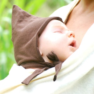 Organic Baby Hat Newborn Hat Tassel Hat Pixie Elf Gnome Eco Friendly White Hat image 5