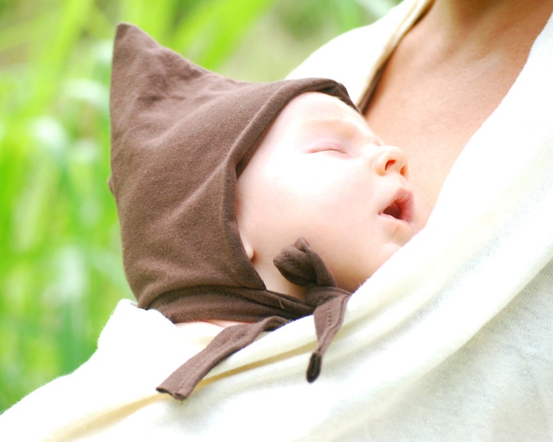 Organic Baby Hat Newborn Hat Tassel Hat Pixie Elf Gnome Eco Friendly White Hat image 5