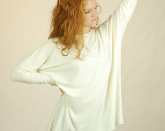 Oversized Long Sleeve Shirt - Batwing - Organic Clothing - White - Natural - Several Colors Available