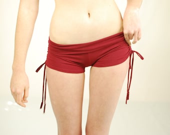 Booty Shorts - Yoga Shorts - Ruby Red- Eco Friendly Jersey - Organic Clothing - Several Colors Available