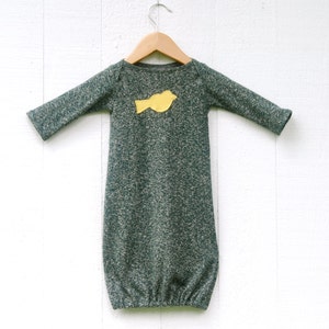 Newborn Gown Heathered Hemp Organic Cotton Jersey Organic Baby Gown Gender Neutral Eco Friendly Clothing image 4