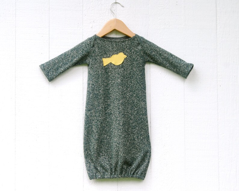 Newborn Gown Heathered Hemp Organic Cotton Jersey Organic Baby Gown Gender Neutral Eco Friendly Clothing image 4