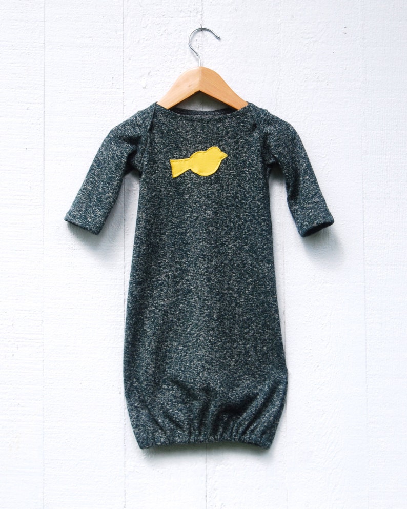 Newborn Gown Heathered Hemp Organic Cotton Jersey Organic Baby Gown Gender Neutral Eco Friendly Clothing image 3