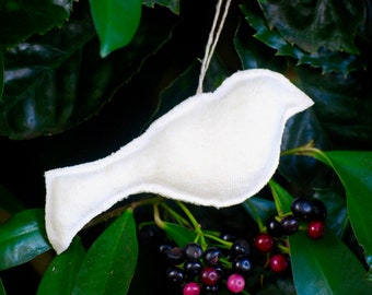 Bird Ornament -Hemp - Organic Cotton - Rustic Home Decor - Handmade - Eco Friendly