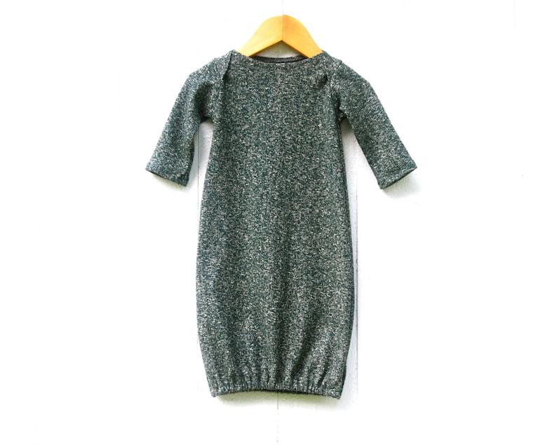 Newborn Gown Heathered Hemp Organic Cotton Jersey Organic Baby Gown Gender Neutral Eco Friendly Clothing image 1