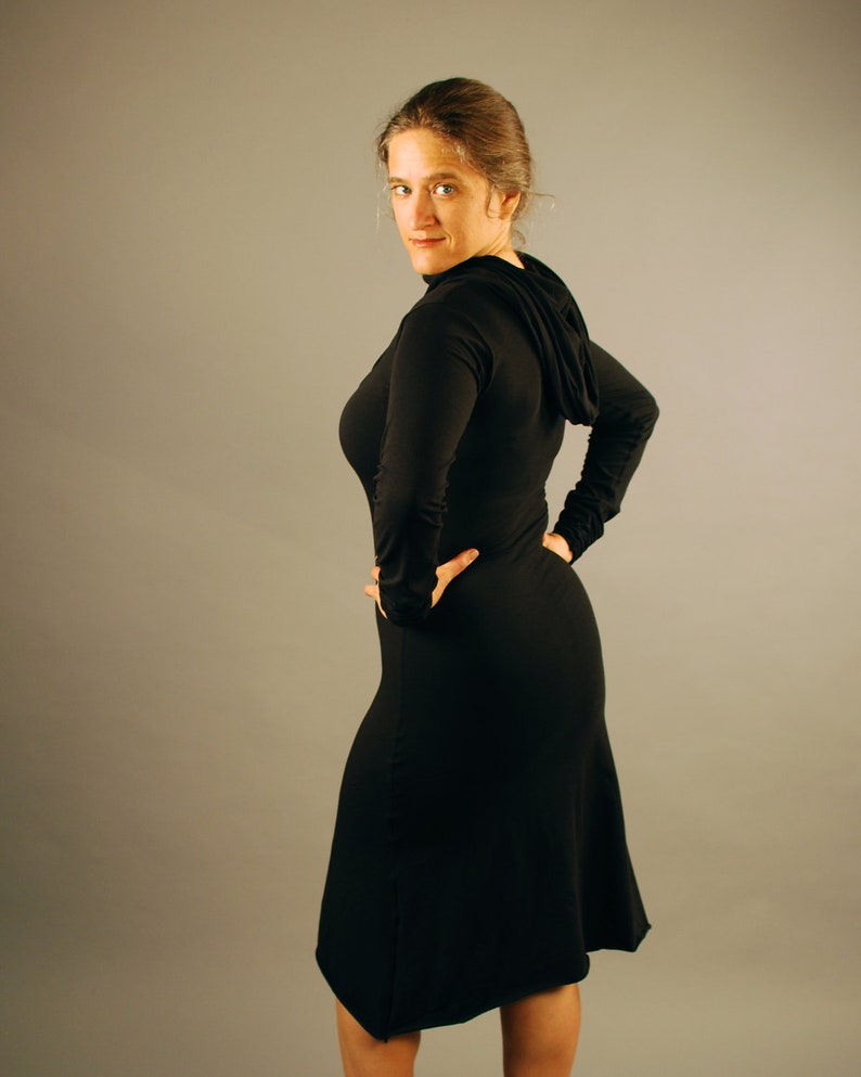 Deep Cowl Hoodie Dress Black Several Colors Available Eco Friendly Jersey Organic Clothing