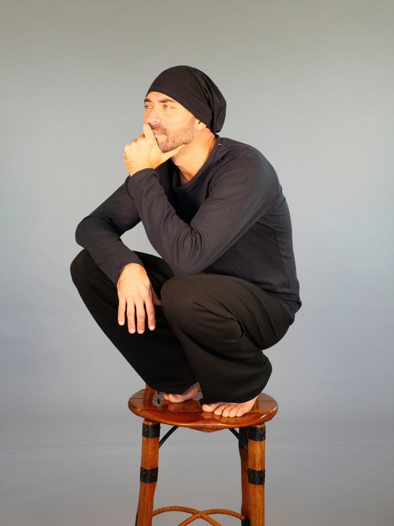 Men's Yoga Pants Lounge Pants Eco Friendly Organic Clothing Black Pants image 1