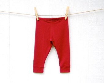 Organic Baby Leggings - Baby Pants - Ruby Red - Organic Cotton - Eco Friendly Baby Tights