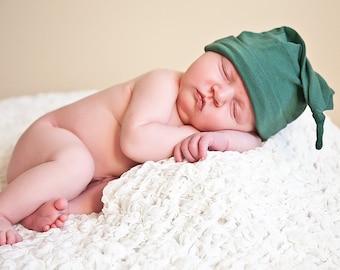 Organic Baby Hat -  Eco Friendly Knot Hat - Emerald Green - Newborn - Baby Shower