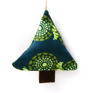 Set of Two Handmade Christmas Tree Ornaments Organic Cotton Green Eco Friendly Holiday December image 1