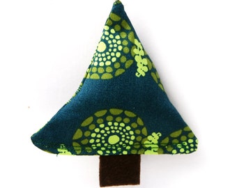 Set of Two Handmade Christmas Tree Ornaments  - -Organic Cotton - Green - Eco Friendly - Holiday December