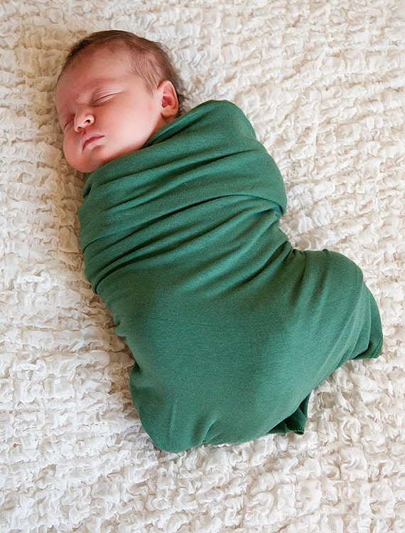 Organic Baby Swaddling Blanket Emerald Green Eco