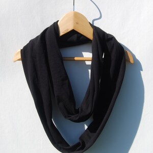 Black Infinity Scarf Circle Scarf Organic Jersey Organic Clothing Eco Friendly Jersey Scarf image 2