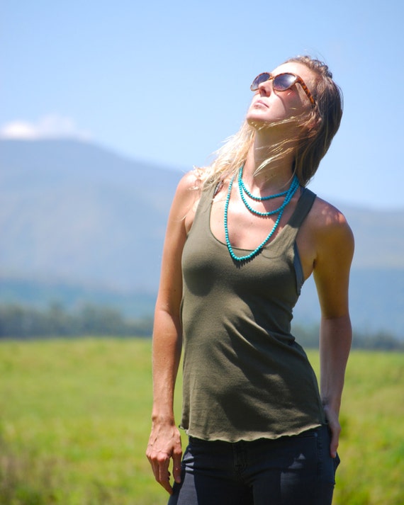 Yoga Layering Racerback Tank Top for Women Olive Eco Friendly