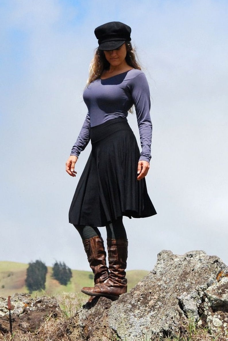 Womens Circle Skirt Black Skirt Organic Clothing Eco Friendly Several Colors Available image 4