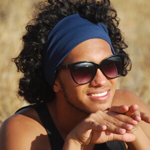 Wide Headband Universal Size Jersey Navy Blue Organic Clothing Eco Friendly Several Colors Available image 2