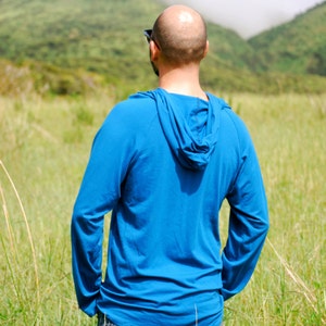 Eco Friendly Hoodie for Men Organic Clothing Raglan Sleeve Blue Several Color Available image 3