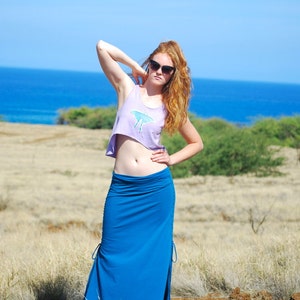 Eco Friendly Maxi Skirt with Side Slits Adjustable Ruched Side Ties Organic Clothing image 4
