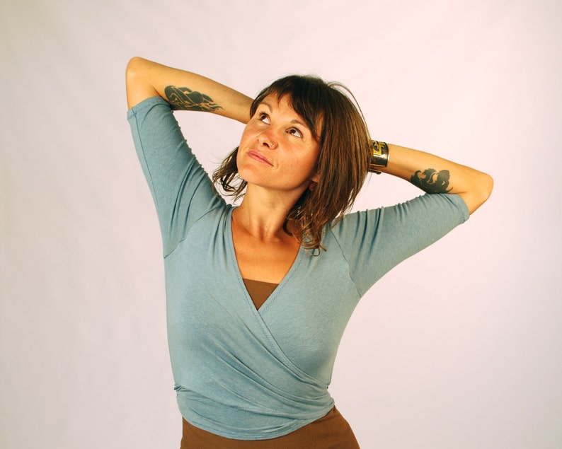 Yoga Shrug Eco Friendly Wrap Top Organic Clothing 34 Sleeve for Women Several Colors