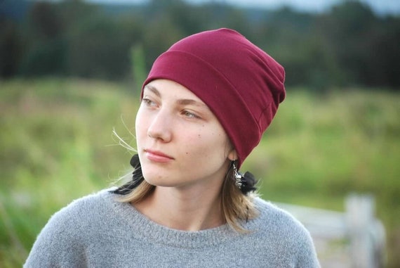 Unisex Beanie Hat Red Wine Organic 